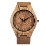 Fast Production No Logo Bamboo Wood Watch Engraving Wood Grain Leather Strap Wooden Watches for Men - Image 2
