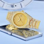 Top Quality Mens No Logo Luxury Stainless Steel Gold Diamond Quartz Watch - Image 5