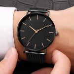 2021 Hot Selling No logo  Simple  Thin Wristwatch Casual Mesh Strap Quartz Boys Watch Gift Men Stainless Steel  Band Cheap Watch - Image 4